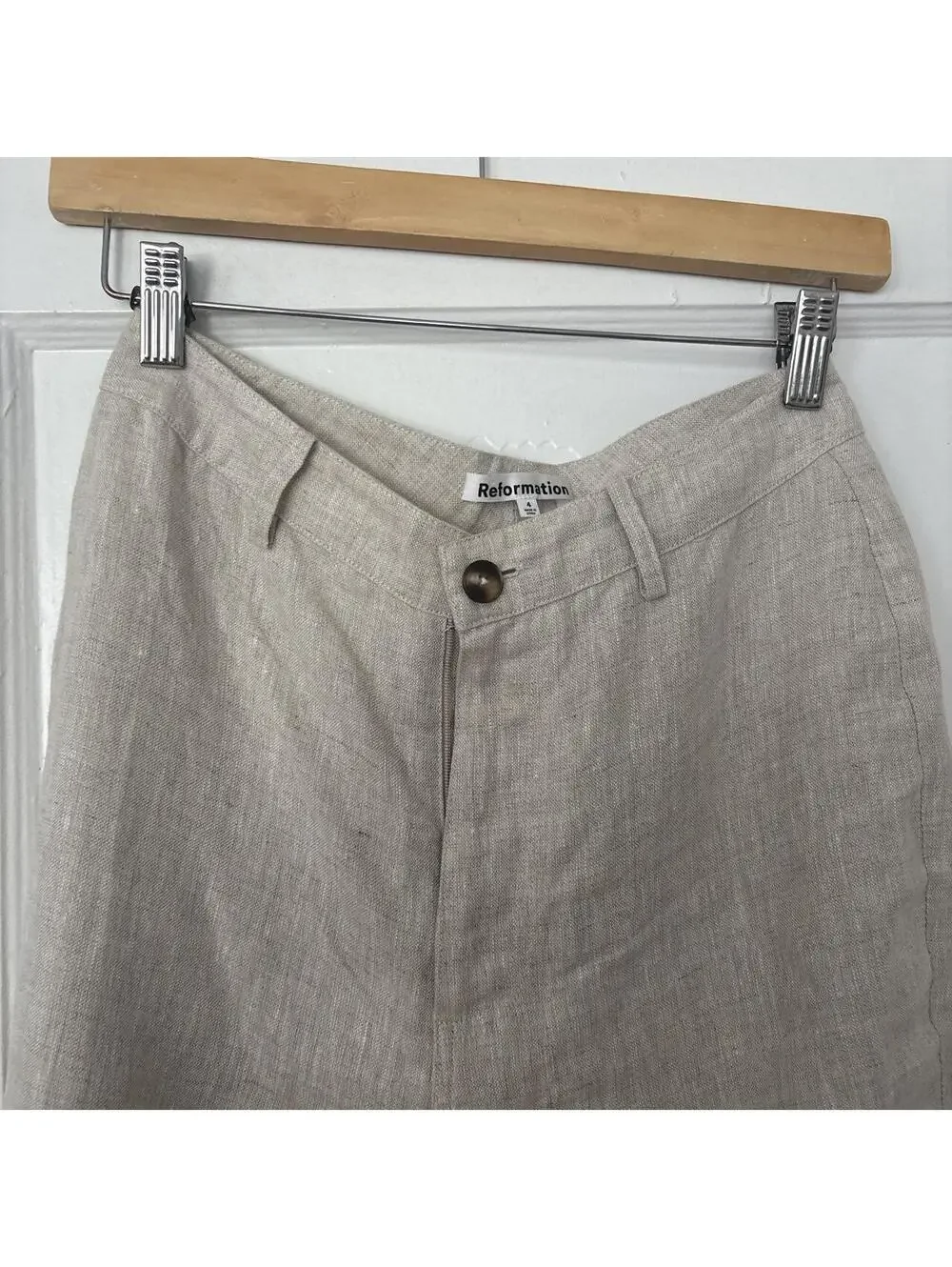 Reformation Women's Cream and Tan Trousers